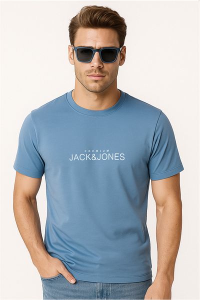 Jack & Jones J&J T-Shirt Men's Chest Logo Printed T-Shirt Blue