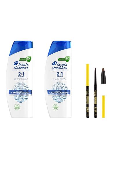 head and shoulders 625 ml 2 in 1 Dandruff Shampoo Classic Care 2 Pcs + Elite Kajal Brown Eye Liner