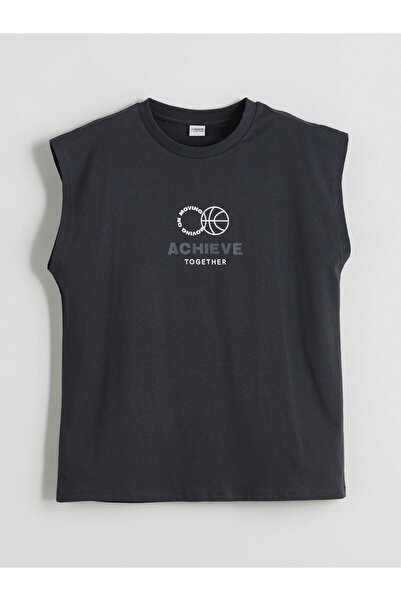 LC Waikiki LCW Kids Antrasit Bisiklet Yaka Erkek Çocuk Atlet S5GR43Z4NVY25