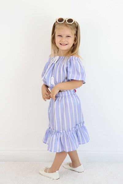 miabambim Set bluză cu fustă în dungi pentru fete