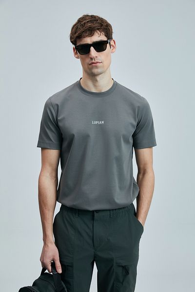 Lufian With Logo Cotton Blend Regular Fit Crew Neck t Shirt Men's t Shirt 111020235