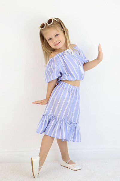miabambim Set bluză cu fustă în dungi pentru fete