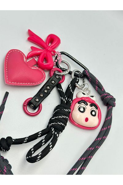 MyladyAccessoriess Pink Multiple Charm Detail Bag Accessory