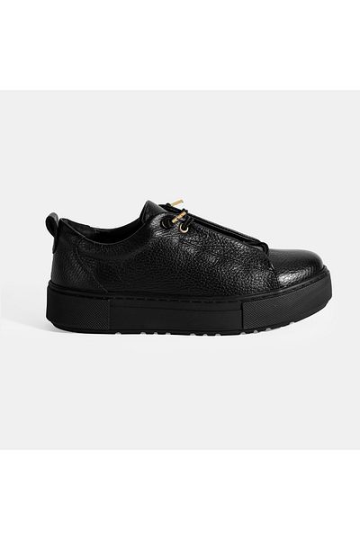 Desa Women's Black Lace-Up Leather Casual Shoes
