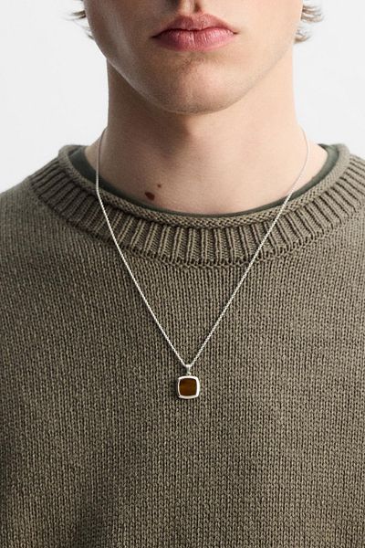 laria jewelry Square Brown Stone Locket Necklace