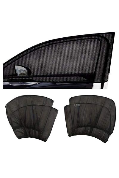 SIKS Set de 4 parasolare SIKS pentru geamuri laterale, plasă anti-insecte, mărime universală, material textil, negru