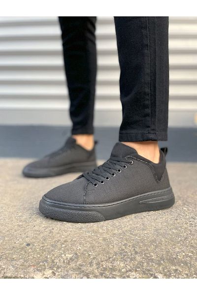 Zerenyus Jy204 Flex Lace-Up Linen Men's Casual Sneaker - Black