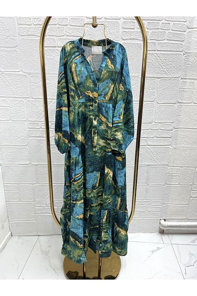 Zeynep Butik Patterned Viscose Hijab Dress 1861