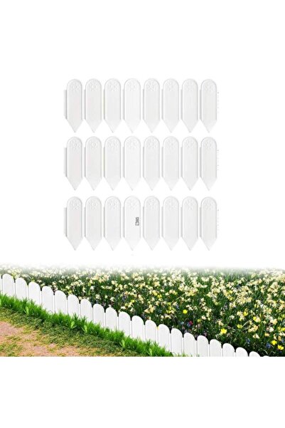 SIKS Gard decorativ din plastic, pentru grădină, set de 6 bucăți, 20 x 18 x 0,4 cm, alb