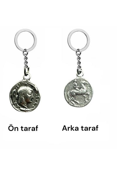 Herşey Nota Roman Coin Keychain – Double-Sided Keychain with Caesar and Napoleon Figures – 1 Piece Product