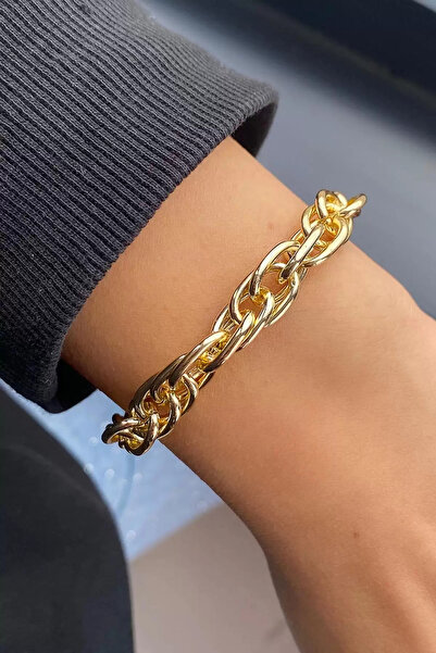 Mutenaura Gold Color Chain Detailed Steel Bracelet
