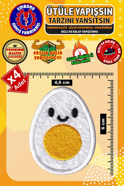 Embory Patch de armă care se lipsește cu călcat, ou drăguț (4 bucăți) Patch de broderie țesută cu aplicație