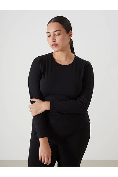 LC Waikiki Body de damă LCWAIKIKI Basic Black Crew Neck