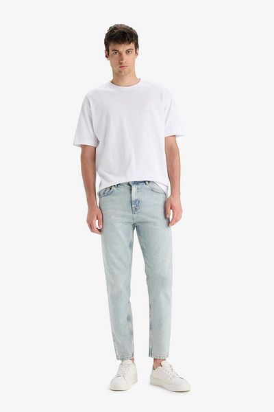DeFacto 100% bumbac, anii 90, slim fit, model îngust, talie înaltă, pantaloni de spălat din denim cu picioare înguste F3903AX25SM