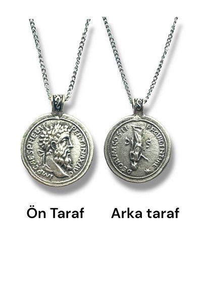 Herşey Nota Marcus Aurelius and Caesar Figured Roman Coin Pendant-Bilateral-1 Piece – Metal Necklace with 60 cm Chain