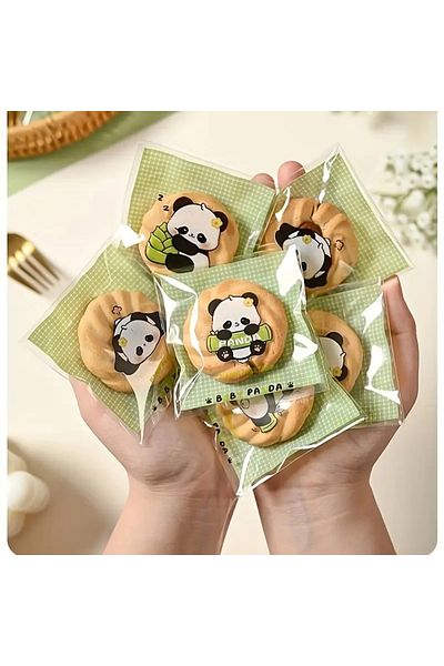 hdcw 40 Pieces of Cookies Bags with Cute Panda Design 7X7Cm – for Cookies, Confectionery, Adhesive Packaging