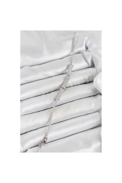 Skygo Brass Silver Color Zircon Stone Bone Model Women's Bracelet - Tj-Bb7071