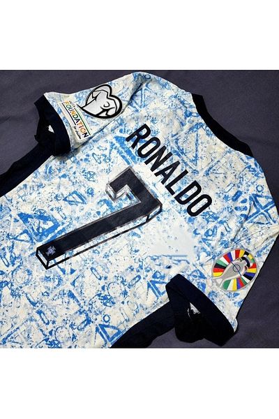 After Party Portugal 2024/25 New Season Cristiano Ronaldo Away Jersey (Blue-White) Vs Sports Singlet