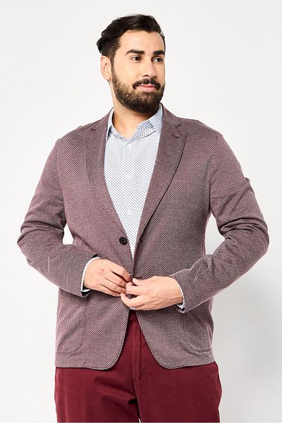 Emporio Armani Men Regular Fit Geometric Pattern Casual Blazer, Maroon