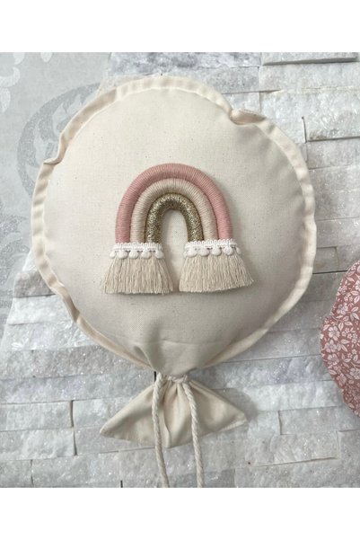 efecco Balon Yastık/Gökkuşağı Desenli Bebek Dekoratif Pamuklu Kırlent