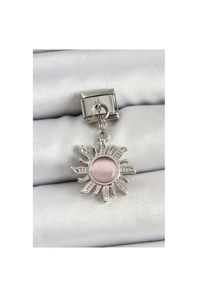 Skygo 316L Steel Dangle Zircon Stone Sun Model Silver Color Nomination Charm - Tj-Bc1450