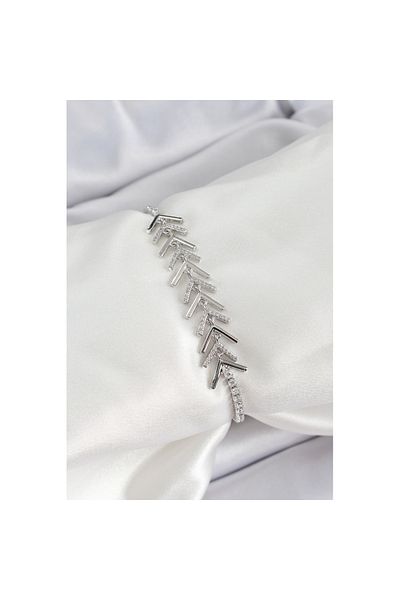 Skygo Brass Silver Color Zircon Stone Fish Scale Women's Bracelet - Tj-Bb7069