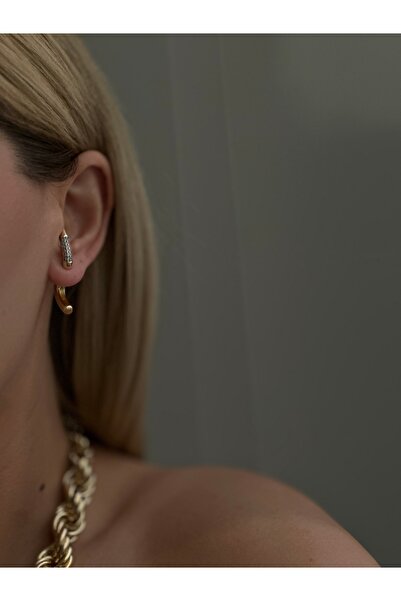 YOUES JEWELRY 316l Çelik 14 K Renk MİX Lüx Çift Renk Gold Silver VIP Seri Premium Kadın Küpe