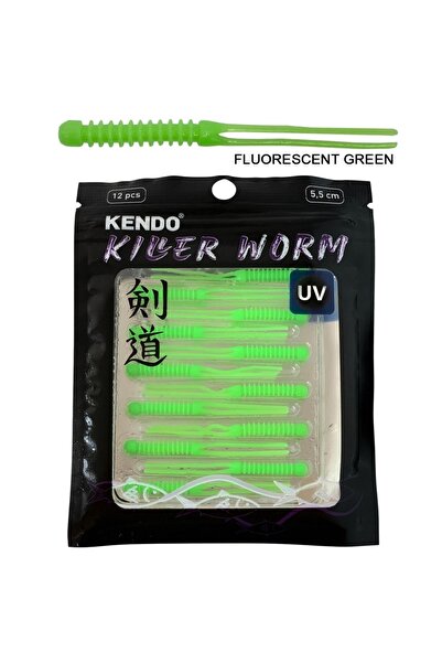 Kendo Killer Worm Lrf Silikonu 5.5cm (12'li Paket) Karides Kokulu Fluorescent...