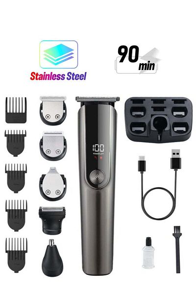 doscher's DOSCHER Premium Trimmer for Men, 5-In-1 Shaving Machine with Nose Hair Trimmer, 90 Mins Runtime, Typ
