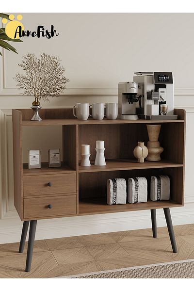 AnneFish 100*35*90cm Coffee Corner Coffee Bar Cabinet Shelf Display Cabinet Kitchen Bakers Rack Sideboard