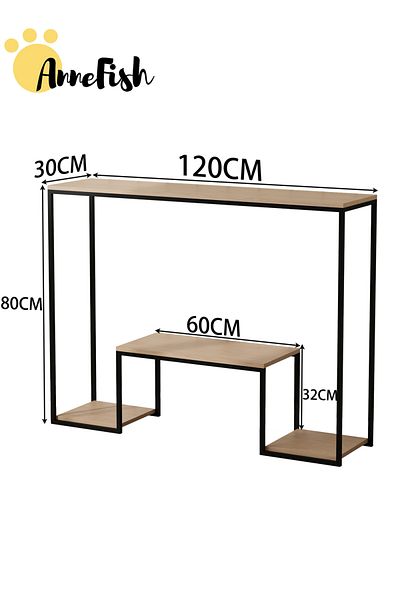 AnneFish 120*30*80cm 3Tier Console Sofa Table with Storage Shelf and Entryway Table Couch Hallway Entrance