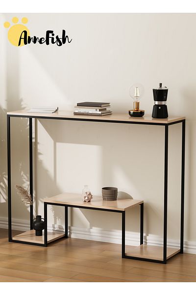 AnneFish 120*30*80cm 3Tier Console Sofa Table with Storage Shelf and Entryway Table Couch Hallway Entrance