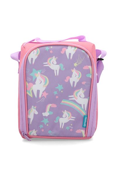 Smash Unicorn Printed Zipper Closure Lightweight Insulated Lunch Bag Pink and Lilac