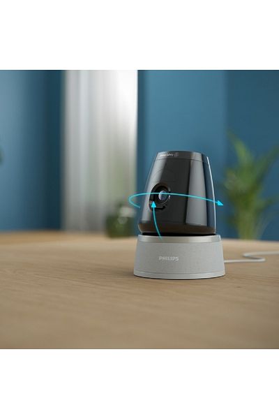Philips كاميرا أمان منزلية داخلية بزاوية 360 درجة مع مصراع للخصوصية باللونين الأسود والفضي