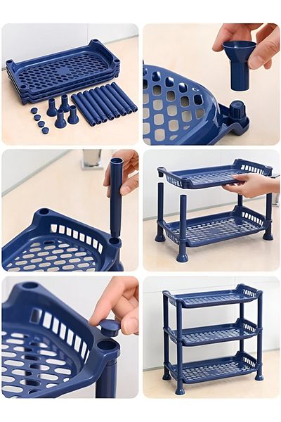 rexa 4 layer shelf plastic storage rack, kitchen and bathroom storage basket shelf S6 (White)