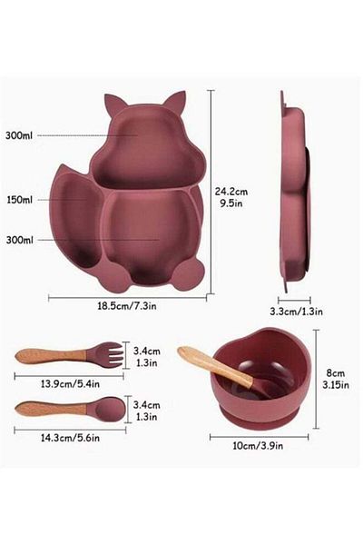COOYA 8 PCS Baby Tableware Set, Food-Grade Silicone, Non-slip, Baby Self Feeding Utensils