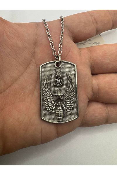 Herşey Nota U.S. Army Military Necklace – Silver Color Zamak Metal Unisex Jewelry with American Army Logo