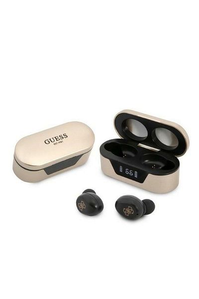 REDz Accessories Căști wireless Guess + stație de încărcare, Bluetooth 5, GUTWST31ED, auriu/negru
