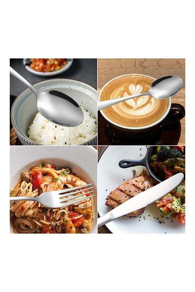 COOYA 24-Piece Cutlery Set With Storage Holder Silver