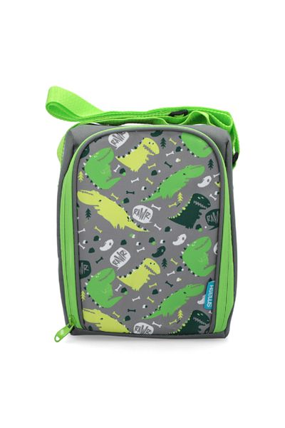 Smash Crocodile Printed Zipper Closure Lightweight Insulated Lunch Bag Grey and Green