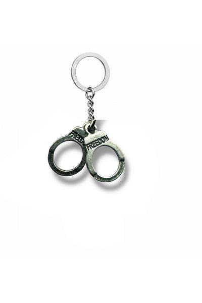 Herşey Nota Freedom Handcuff Figured Keychain – Silver Color Unisex Freedom Symbol Accessory