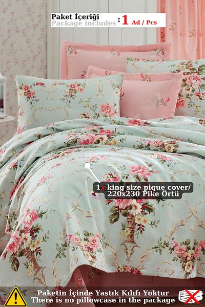Eponj Home Natural Pike Printed Battal 220X230Cm Alanur Mint