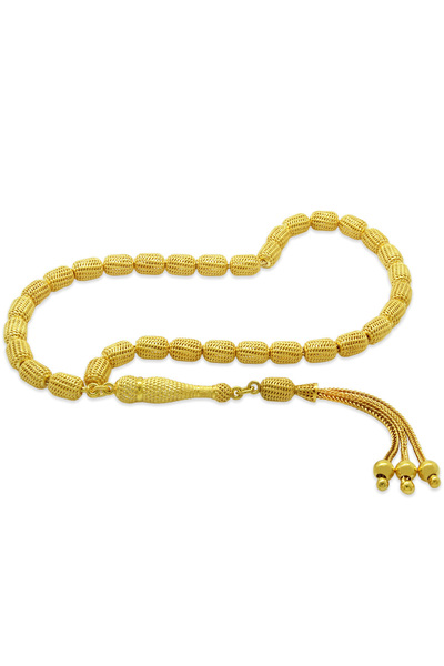 Tesbihane 3 lü Kamçı Top Püsküllü Telkari Tasarım Kapsül Kesim Altın Renk 925...