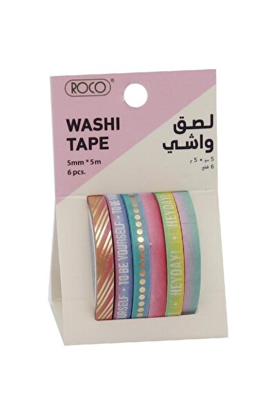 Roco Washi Tape 6-Roll Set – 5 mm x 5 m Assorted Colors for Crafts, Journals ...