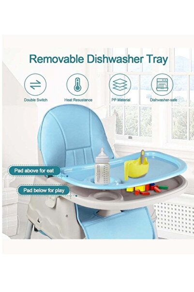 COOYA Multi-Functional High Chair, Adjustable with Dining Tray, For Babies and Toddlers (Blue)