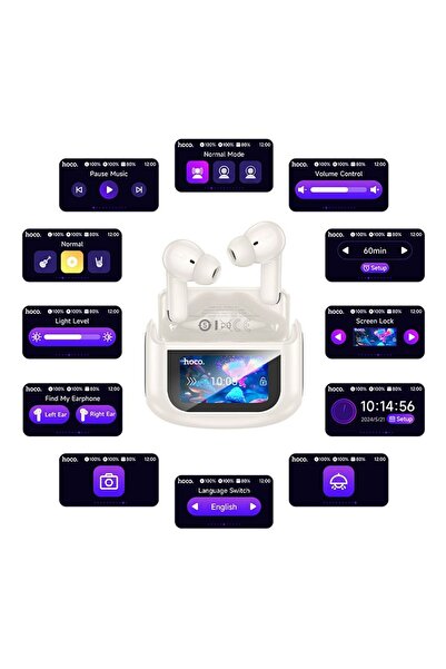 REDz Accessories Ασύρματα ακουστικά Hoco EQ21, Bluetooth, Οθόνη αφής, Tws, Anc + Enc, Ενδώτια ακουστικά, Λευκό