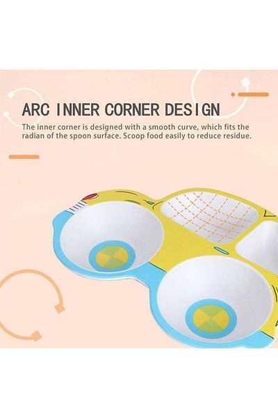 COOYA 5-Piece Lovely Dinnerware Set Creative Cartoon Supplement Dinner Plate Baby Round Dinner Plate