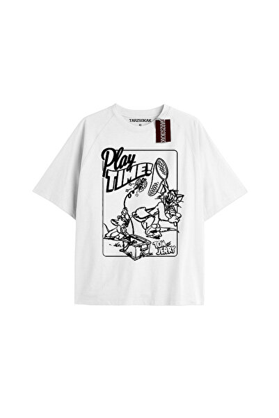 Tarzsokak تي شيرت أبيض للجنسين من رسوم متحركة توم وجيري