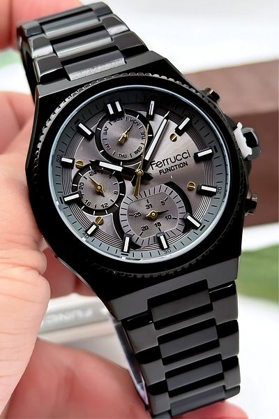 Ferrucci Function Men's Wrist Watch, Steel Band & Special Design, 3Atm Water Resistant Black Sdfer165