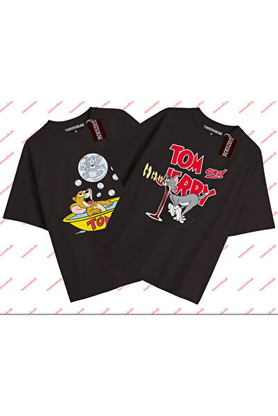 Tarzsokak 2 bucăți Tricou negru unisex cu desene animate Tom și Jerry Tricou ...